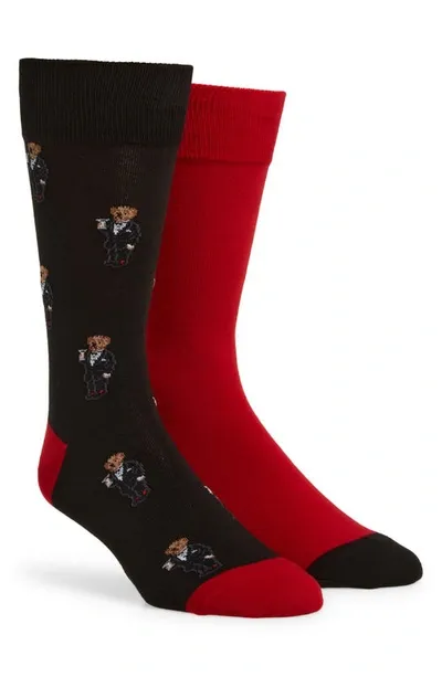 Polo Ralph Lauren 2-pack Martini Bear Socks In Black