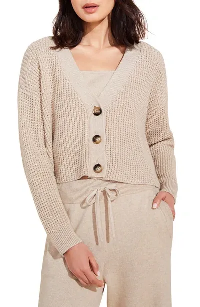 Eberjey Recycled Button-down Cropped Cardigan In Oat