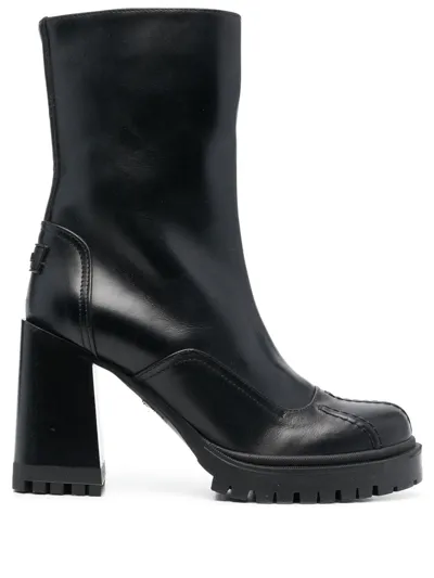 Furla Ankle 90mm Block Heeled Boots In Schwarz