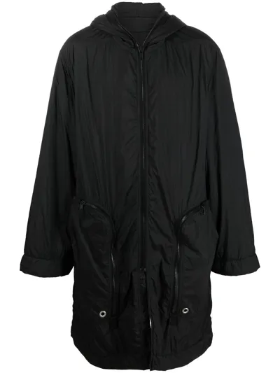 Rick Owens Drkshdw Hooded Quilted Coat In Schwarz