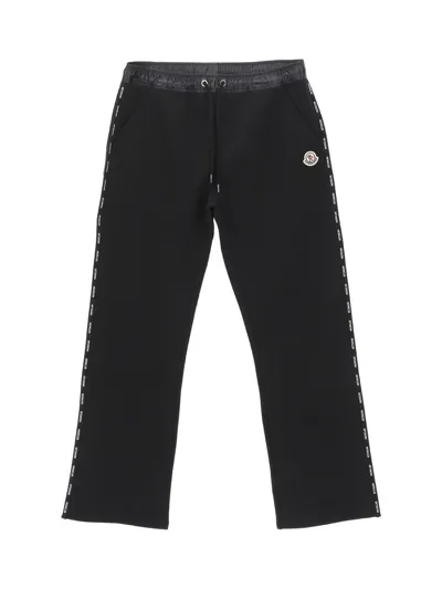 Moncler Logo Sided Drawstring Waist Track Pants In Black