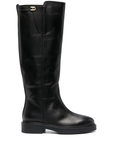 Furla Legacy Knee-length Boots In Black Leather