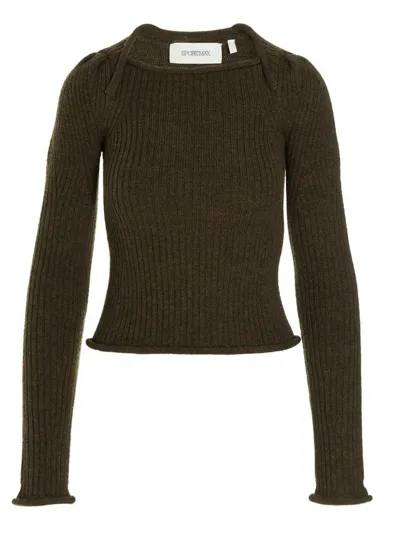 Sportmax Valico Alpaca-blend Rib-knit Sweater In Green