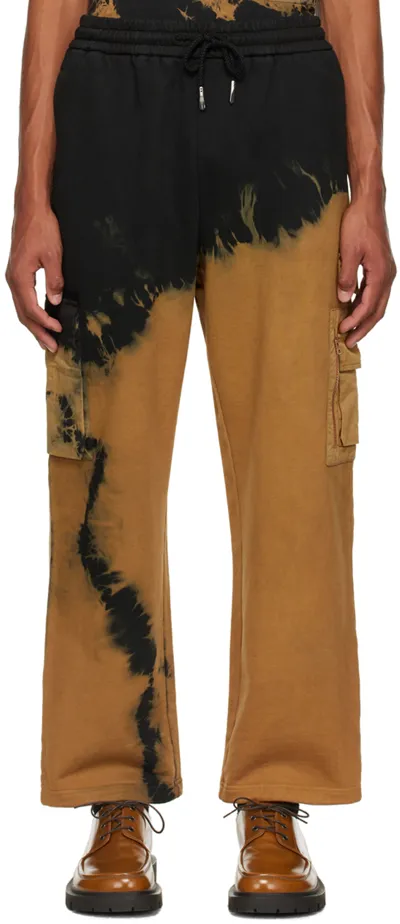 Feng Chen Wang Tie-dye Wide-leg Cargo Trousers In Black