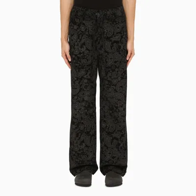 President's Black Paisley Print Trousers