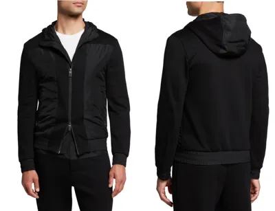 Pre-owned Canali Black Edition Tonal Hooded Hi-tech Jacket Jersey Zip Hoodie Jacke Blouson