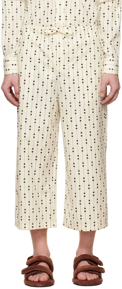 Rier Ssense Exclusive Off-white Pyjama Shorts In Ivory Dots