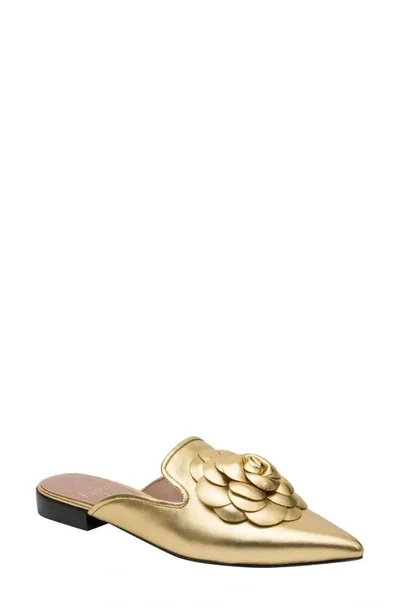 Linea Paolo Flower Mule In Gold