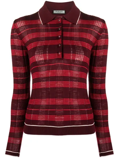 Durazzi Milano Striped Mock-neck Jumper In Red