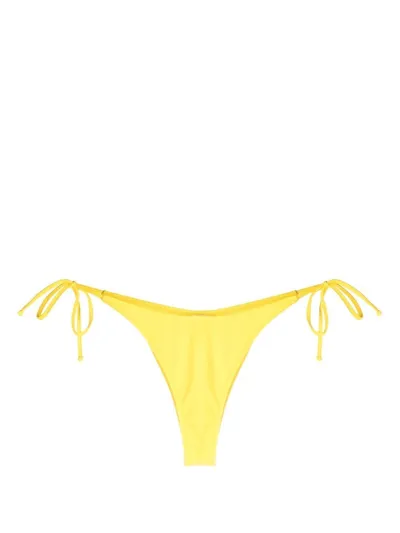 Moschino Logo-patch Bikini Bottoms In Yellow