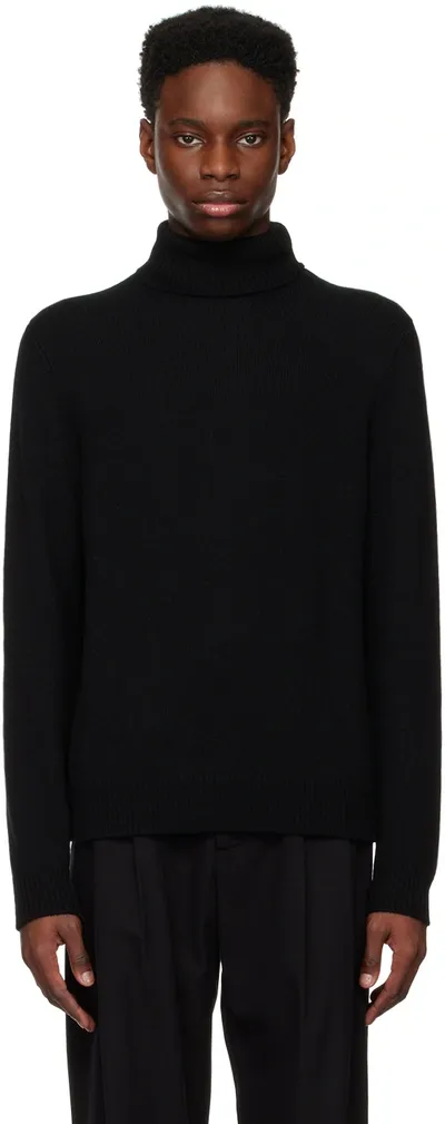 Ralph Lauren Purple Label Black Ribbed Turtleneck