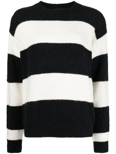 Apc Striped Alpaca Blend Knit Sweater In Black