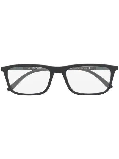 Emporio Armani Matte-effect Rectangle-frame Glasses In Black