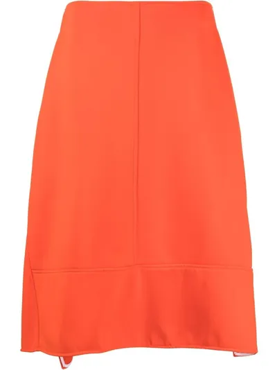 Plan C A-line Midi Skirt In Orange