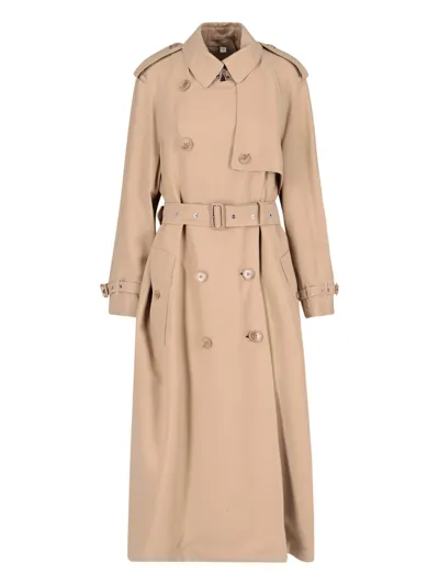 Burberry Viscose Trench Coat In Brown