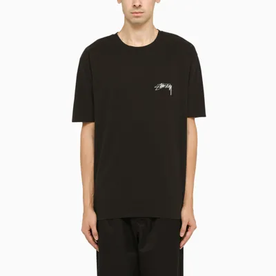 Stussy Black Cotton Crew-neck T-shirt