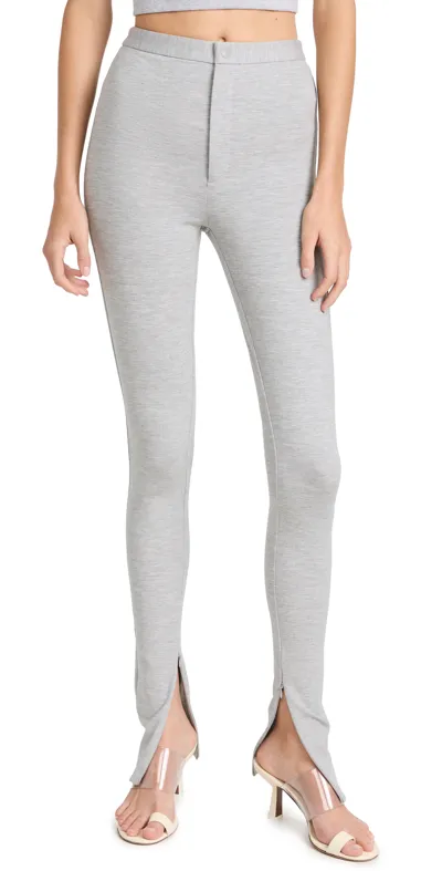 Wardrobe.nyc Jersey Split-hem Leggings In Grey Marl