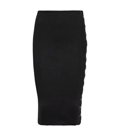 Petar Petrov Finn Ribbed-knit Silk Pencil Skirt In Black