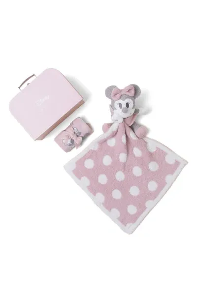 Barefoot Dreams Babies'  X Disney® Minnie Mouse Cozychic Ultra Lite™ Bodysuit, Blanket Buddy & Keepsake Lugga In Dusty Rose Multi