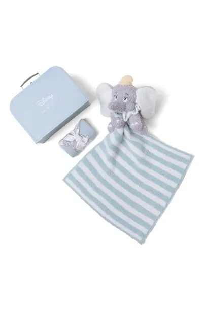 Barefoot Dreams Kids'  X Disney® Dumbo Cozychic Ultra Lite™ Bodysuit, Blanket Buddy & Keepsake Luggage Box In Glacier Blue Multi