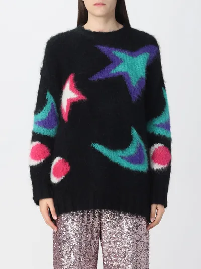 Msgm Intarsia-knit Oversized Jumper In Black