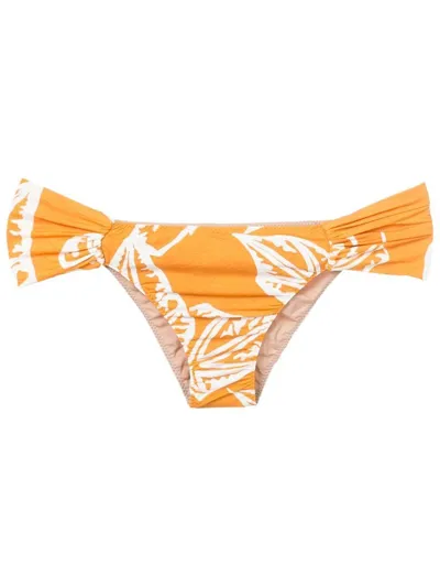 Clube Bossa Leaf-print Bikini-bottoms In Orange