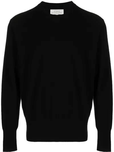 Studio Nicholson Crew-neck Lambswool Jumper In Black