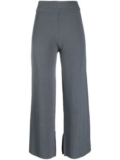 Rus Ribbed-knit Straight Trousers In Grey