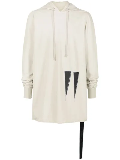 Rick Owens Drkshdw Logo-print Long-length Hoodie In White