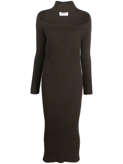 Erika Cavallini Choker-detail Knitted Dress In Brown