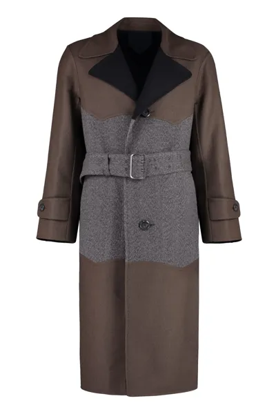 Ferragamo Wool Long Coat In Brown