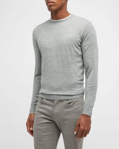 Peter Millar Excursionist Merino Wool-blend Sweater In Gray