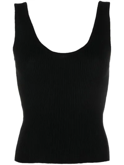 Roberto Collina Scoop-neck Knit Top In Black