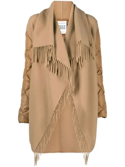 Moncler Wool Fringe Cape In Beige