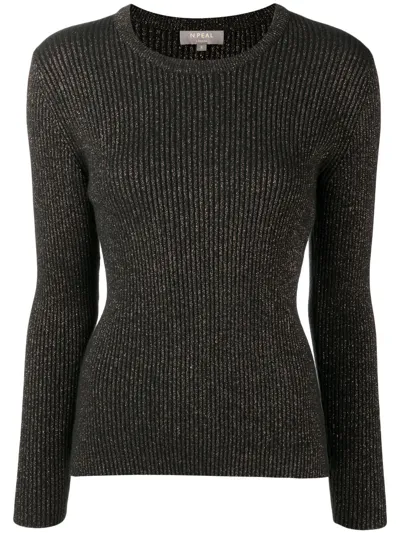 N•peal Metallic-thread Cashmere Jumper In Black