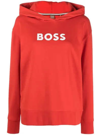 Hugo Boss Logo-print Hoodie In Red