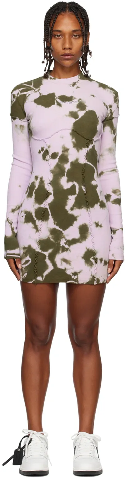 Off-white Women's Tie-dyed & Bling Logo Minidress In Military Lilac