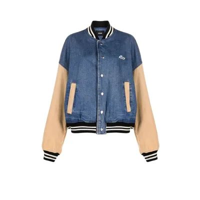 We11 Done Denim Varsity Jacket In Blue