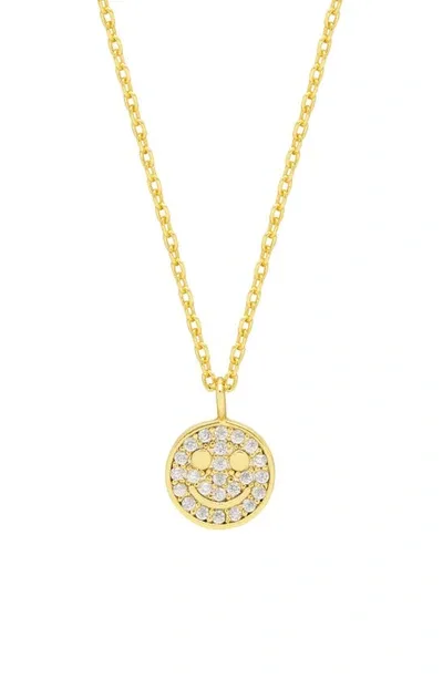 Estella Bartlett Pavé Smiley Face Necklace In Gold