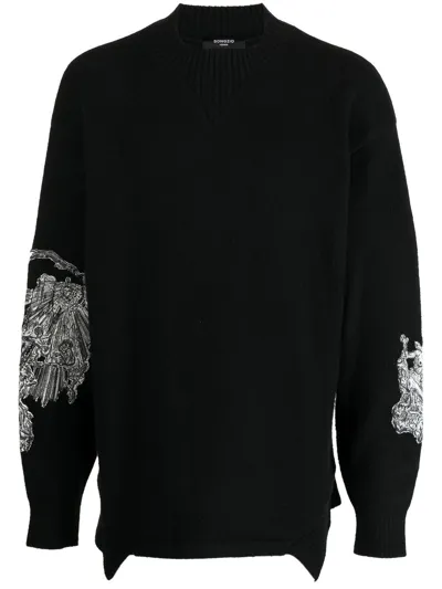 Songzio Embroidered Crew-neck Jumper In Black