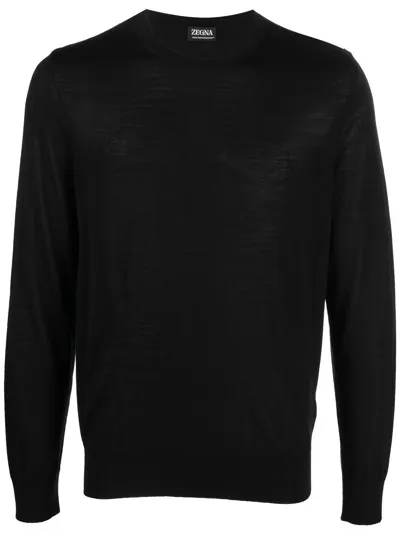 Zegna Fine-knit Wool Jumper In Blue