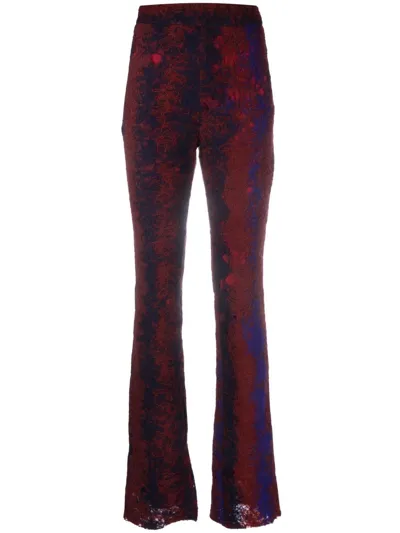 Vitelli Flared Contrasting-stitch Trousers In Purple And Garnet