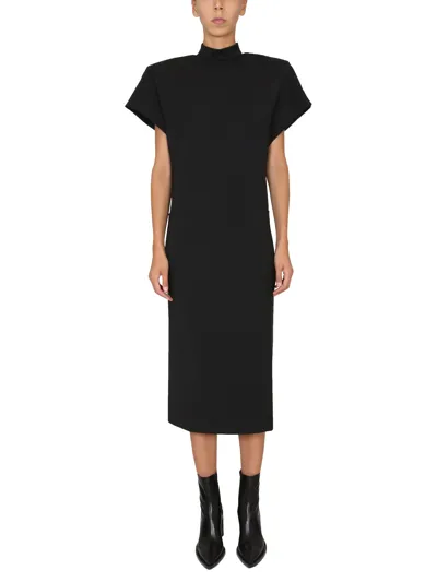 Max Mara Sportmax Mock Neck Short-sleeved Dress In Black