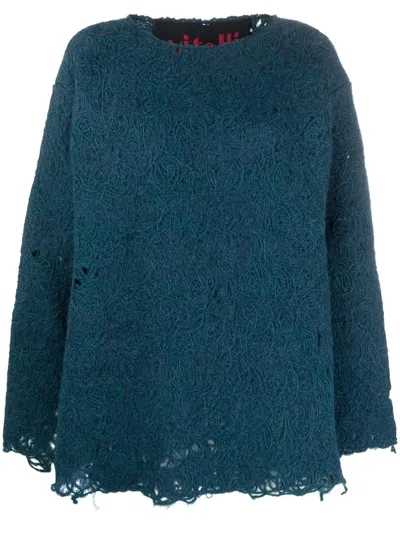 Vitelli Distressed-effect Knit Jumper In Deep Ocean