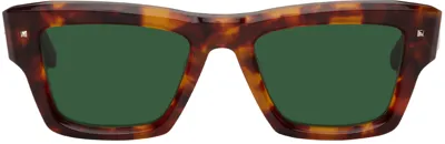 Valentino Tortoiseshell Xxii Sunglasses In Havana Brown/​dark Green