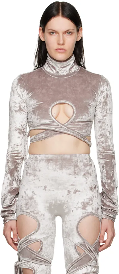 Ottolinger Cut-out Detail Velvet Top In Silver