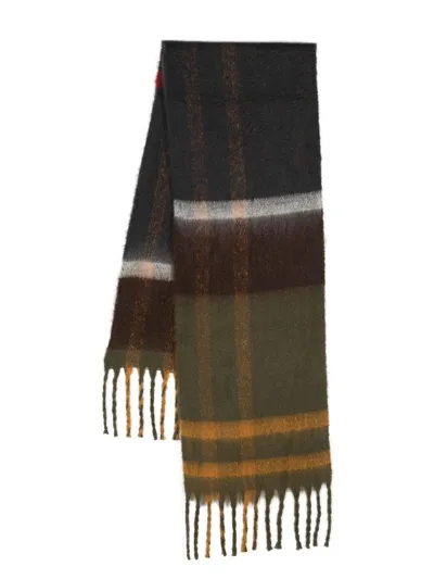 Barbour Tartan-check Knit Scarf In Green