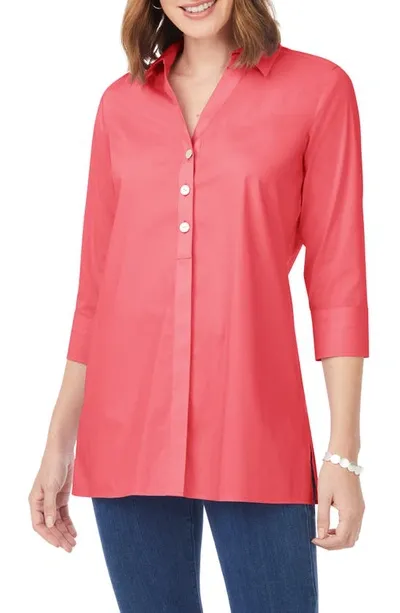 Foxcroft Pamela Stretch Button-up Tunic In Orange