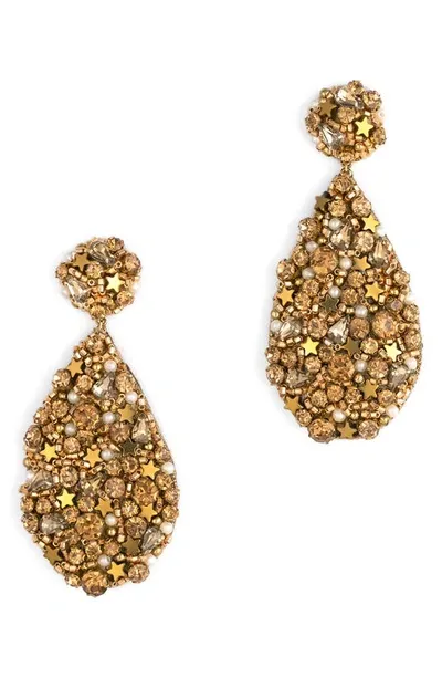 Deepa Gurnani Magdaline Embellished Imitation Pearl Drop Earrings In Gold