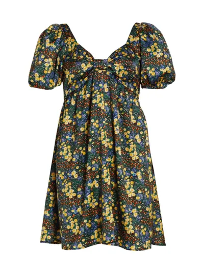 Hvn Women's Quinn Floral Puff-sleeve Minidress In Primary Garden